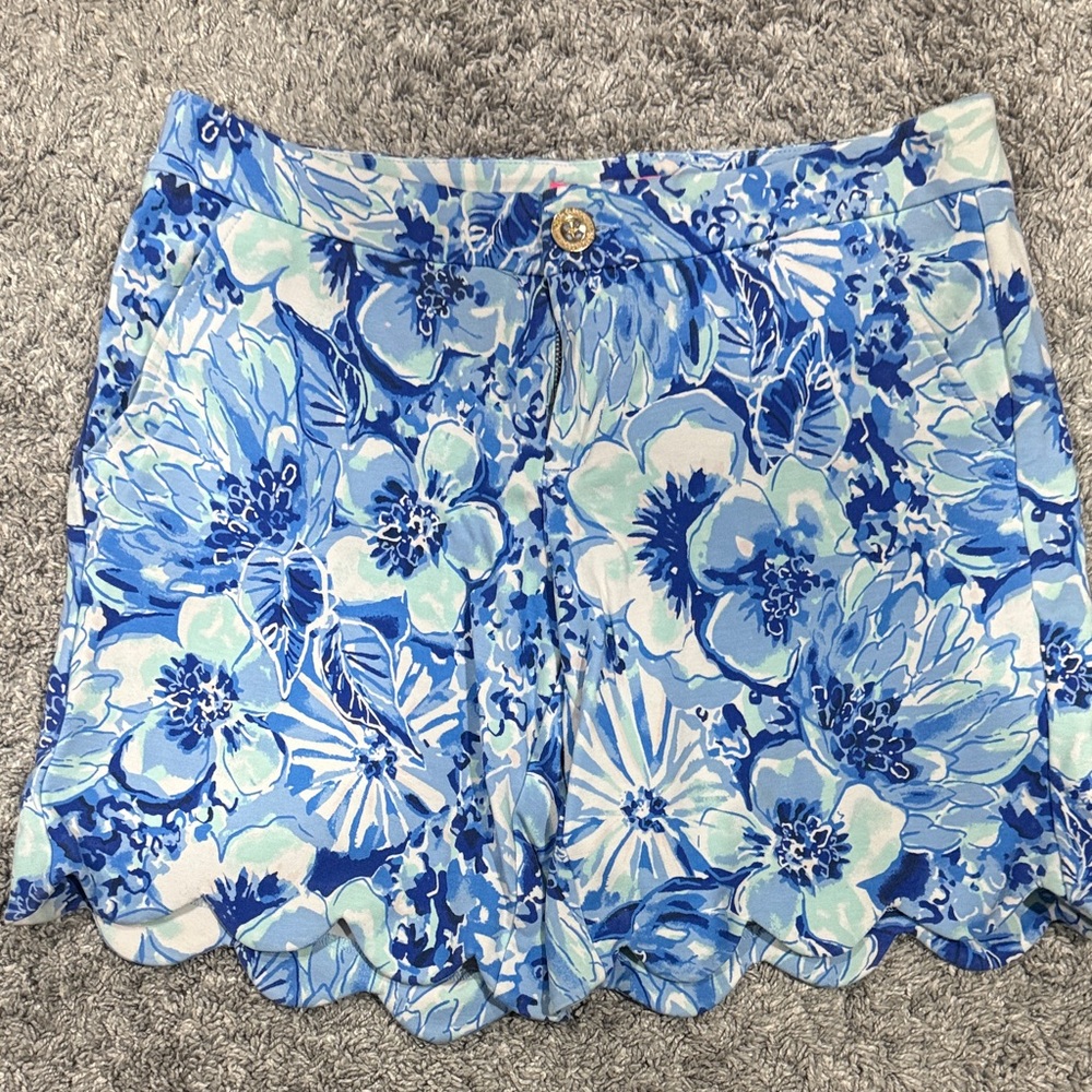 Lilly Pulitzer Blue Floral High Waist Shorts